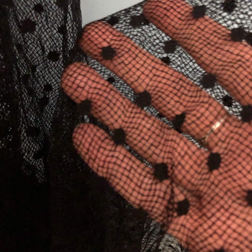 Betsey Johnson Dramatic Gothic Swiss Dot Mesh Lace Dress Wednesday Prom Sz 4 - Picture 6 of 12
